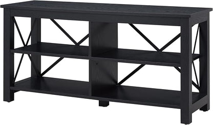 Henn&Hart Rectangular TV Stand for TV's up to 55" in Black, TV Stands for the Living Room - LeafyLoom