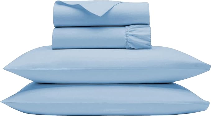 Bluemoon Homes Cal King Bed Sheet Set - Super Soft 1000 Thread Count, Luxury 100 Percent Egyptian Cotton Sheets, Fits 15-18 Inch Deep Pocket Mattress 4 Piece (Sky Blue, California King) - LeafyLoom