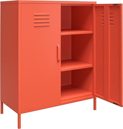 Novogratz Cache 2 Door Metal Locker Storage Cabinet, Orange - LeafyLoom