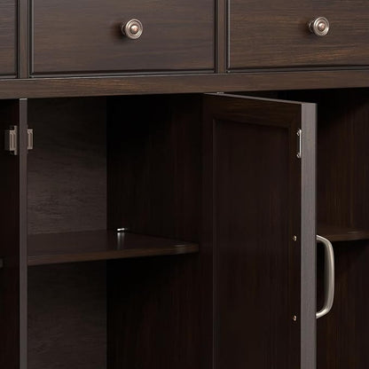 SIMPLIHOME Connaught Low Storage Cabinet, 51 inch, Chestnut Brown - LeafyLoom