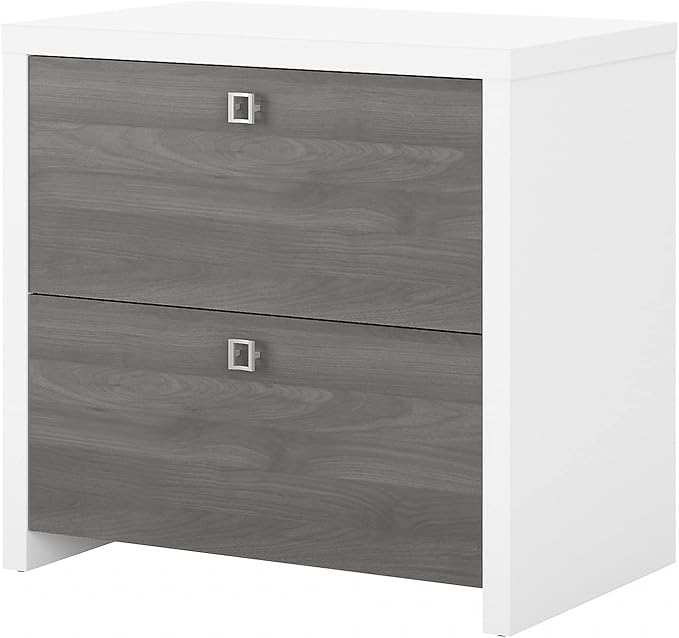 Office by kathy ireland Echo 2-Drawer Lateral File Cabinet, Letter/Legal, Pure White/Modern Gray, 32-inch (KI60502-03) - LeafyLoom