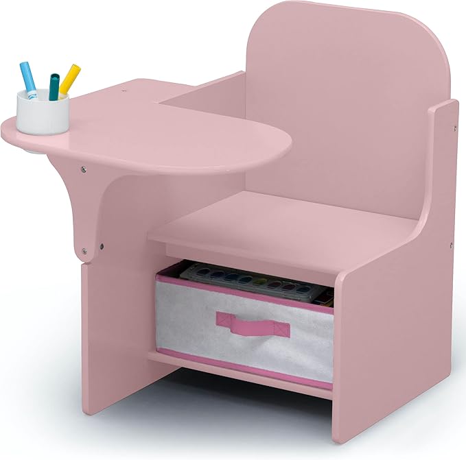 Delta Children MySize Chair Desk with Storage Bin - Greenguard Gold Certified, Dusty Rose - LeafyLoom