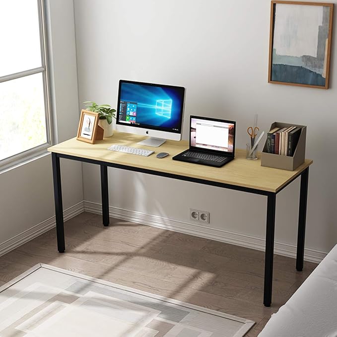 SDHYL 63 inches Modern Computer Desk X-Large Computer Desk for Studio Table, Home Office Desk/Workstation, Dining Table, Meeting Desk, Large Study Desk, Oak, S7-GCP2AC3-160TB - LeafyLoom