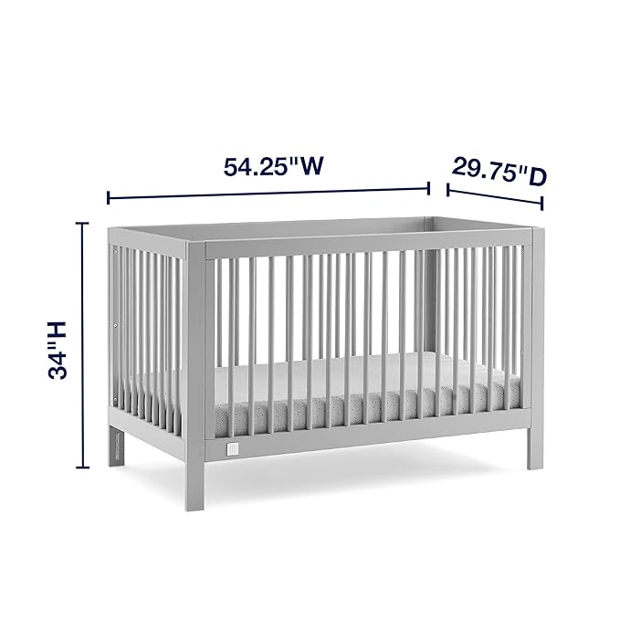 babyGap by Delta Children Charlie 6-in-1 Convertible Crib TrueSleep Crib and Toddler Mattress (Bundle), Grey - LeafyLoom