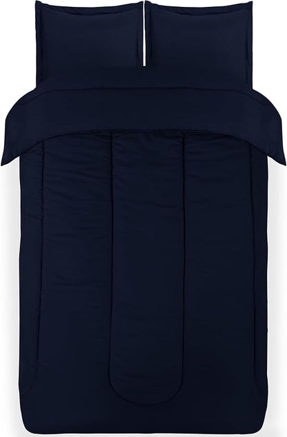 Utopia Bedding All Season Navy Comforter Set with 2 Pillow Cases, 3 Piece Soft Brushed Microfiber Kids Bedding Set for Boys/Girls, Machine Washable (Twin, Pack of 6) - LeafyLoom