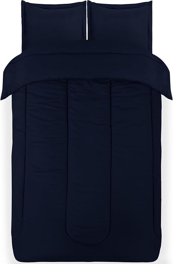 Utopia Bedding All Season Navy Comforter Set with 2 Pillow Cases, 3 Piece Soft Brushed Microfiber Kids Bedding Set for Boys/Girls, Machine Washable (Twin) - LeafyLoom