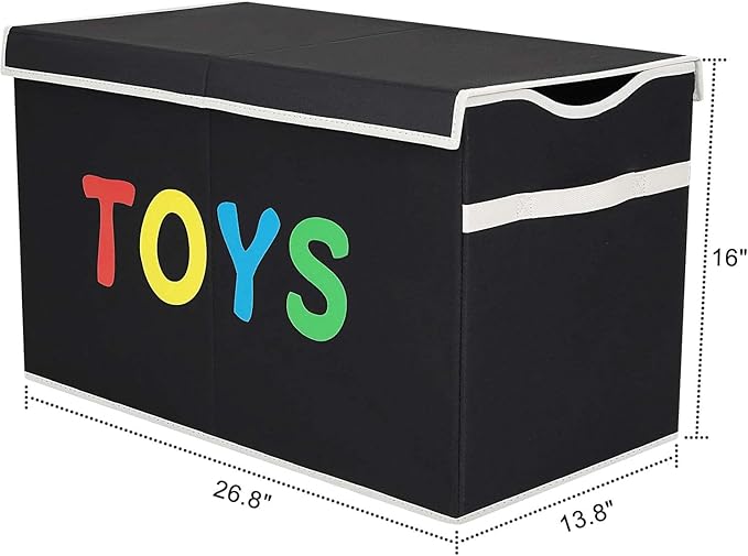 VICTOR'S Toy Storage Organizer - Extra Large Toy Box Chest Storage Boxes Bins Baskets for Kids, Boys, Girls, Nursery Room, Playroom (New Black) - LeafyLoom