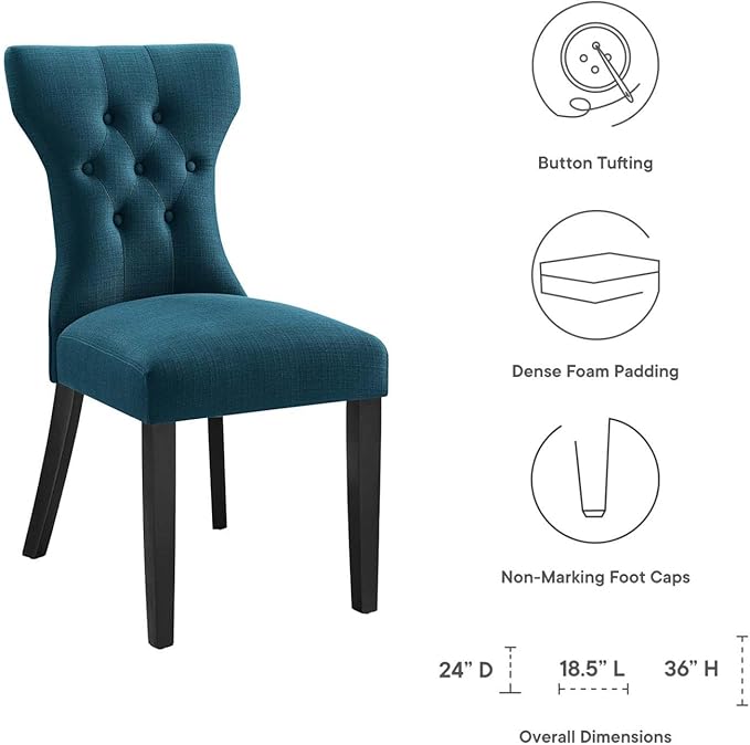 Modway Silhouette Modern Tufted Upholstered Fabric Parsons Kitchen Room, One Dining Chair, Azure - LeafyLoom