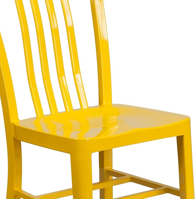 Flash Furniture Gael Commercial Grade 2 Pack Yellow Metal Indoor-Outdoor Chair - LeafyLoom