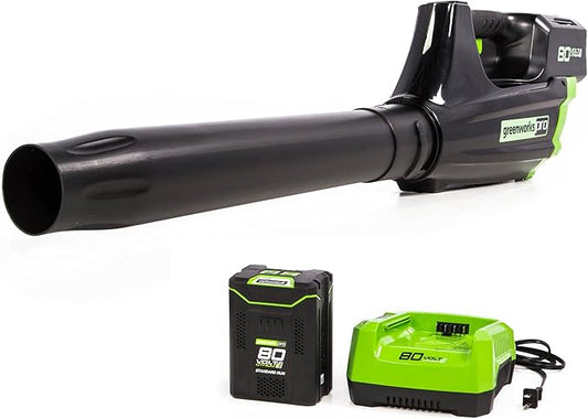 Greenworks 80V (125 MPH / 500 CFM / 75+ Compatible Tools) Cordless Axial Leaf Blower, 2.0Ah Battery and Charger Included - LeafyLoom