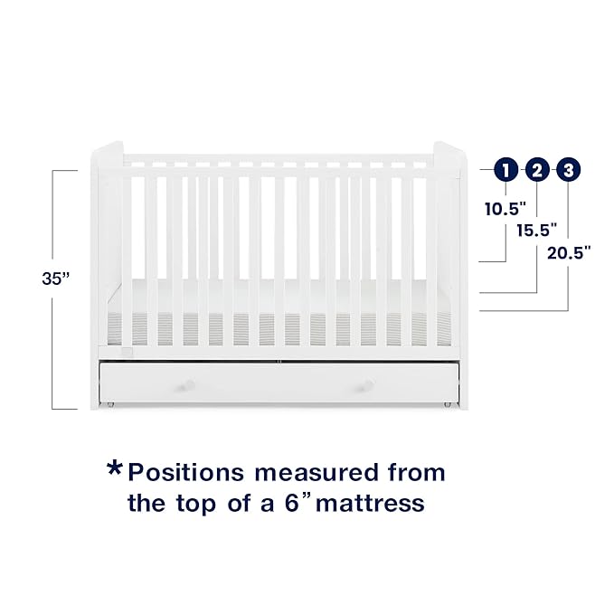 GAP babyGap Graham 4-in-1 Convertible Crib with Storage Drawer - Greenguard Gold Certified, Bianca White - LeafyLoom