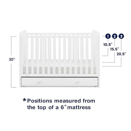 GAP babyGap Graham 4-in-1 Convertible Crib with Storage Drawer - Greenguard Gold Certified, Bianca White - LeafyLoom