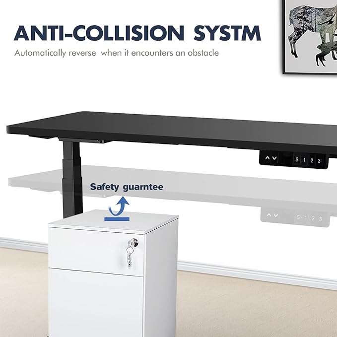 AIMEZ0 Dual Motor Sit Stand Desk Adjustable Electric Standing Desk Frame with LCD Touch Screen Adjustable Height 27.4-45.6 inches for Home & Office Table Black - LeafyLoom