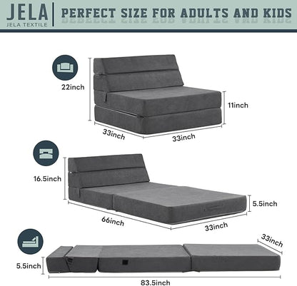 jela Sofa Bed Foldable Mattress Luxury Corduroy, Folding Sleeper Sofa Chair Bed Floor Mattress Floor Couch, Fold Out Couch Futon Mattress for Guest Room, Living Room - LeafyLoom