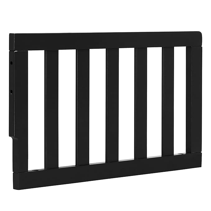 Convertible Crib Toddler Guard Rail in Matte Black Vintage, Converts Cribs to Toddler Beds, Solid Wood Construction - LeafyLoom