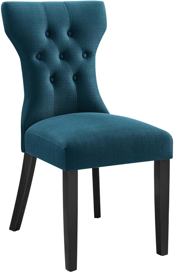 Modway Silhouette Modern Tufted Upholstered Fabric Parsons Kitchen Room, One Dining Chair, Azure - LeafyLoom