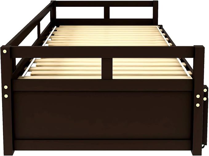 Merax Wooden Daybed Extendable Bed, Twin to King Daybed Frame for Bedroom Living Room, No Box Spring Needed - LeafyLoom