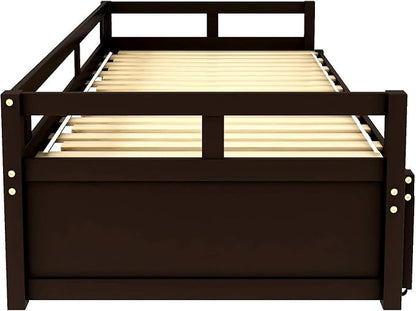 Merax Wooden Daybed Extendable Bed, Twin to King Daybed Frame for Bedroom Living Room, No Box Spring Needed - LeafyLoom