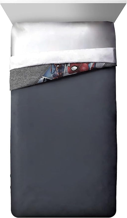 Marvel Spiderman Grunge Twin Comforter & Sham Set - Super Soft Kids Bedding - Fade Resistant Microfiber (Official Marvel Product) - LeafyLoom