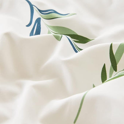 EMME King Comforter Set - Sage Green Floral Bedding Set 7 PCS with Nature Leaves Pattern, Soft Leaf Printed Botanical Bed Set with Sheets, Fluffy Bed Bag for All Season(102"X90") - LeafyLoom