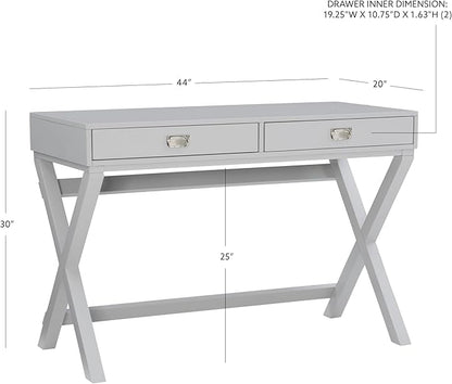 Linon Grey 2-Drawer Writing Jaycee Desk - LeafyLoom