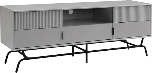 24/7 Shop at Home Quin Modern TV Stand with Storage Drawers, Media Console Cabinet, Entertainment Center for 65 inch Television, Unique Living Room Furniture, Grey Pure - LeafyLoom