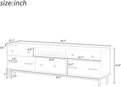 Merax Modern TV Stand for 75"+ Televisions, Entertainment Center Media Console Table, Storage Cabinet Furniture for Living Room, 78.7 inch Length, White - LeafyLoom