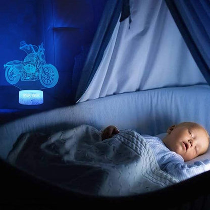 LED Motorcycle Night Light Motorbike 3D Illusion Lamp for Kid, 16 Colors Changing USB/Battery Operated Touch Sensor with Remote Desk Table Lamp Car Toy Decor for Bedroom Boy Men Birthday Gift - LeafyLoom