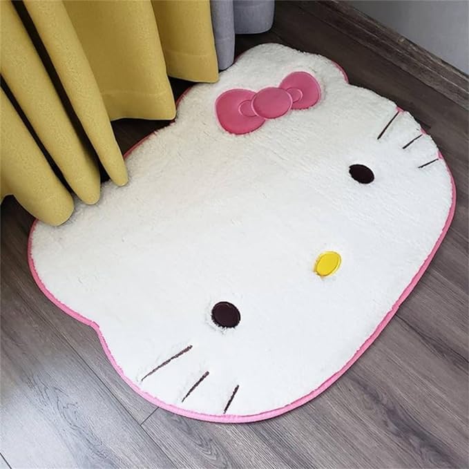 Area Rugs Kawaii Carpet Super Soft Area Rugs Cute Cartoon Kitten Face Pattern Bedroom Mats，Luxury Shaggy High Absorbent and Anti Slip - LeafyLoom