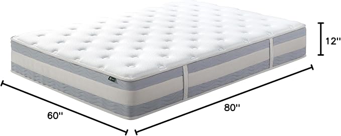 Zinus 12 Inch Cooling Comfort Support Hybrid Mattress [New Version], Queen, Fiberglass free, Medium Plush, Cooling Motion Isolation, Certified Safe Foams & Fabric, Mattress in A Box - LeafyLoom