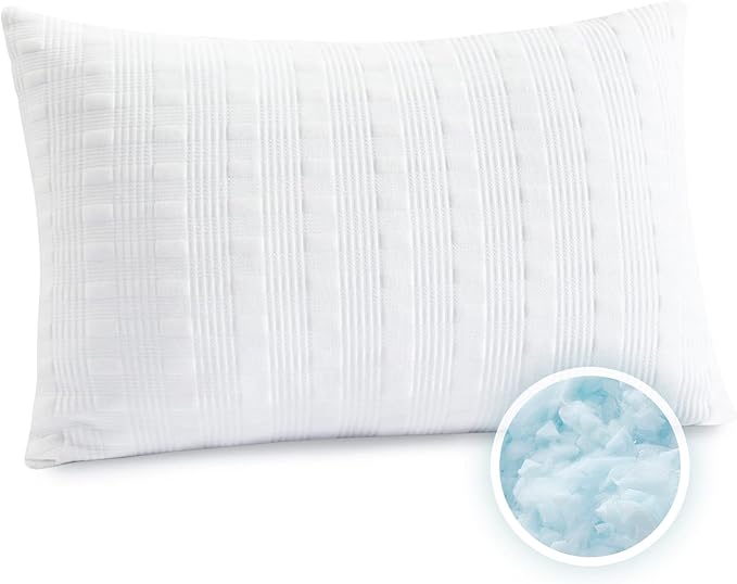 Cooling Pillows for Sleeping Queen Size,Shredded Memory Foam Bed Pillow with Double Sided Material Pillow Case,Adjustable Loft-Slow Rebound Queen Pillow for Side & Back Sleeper - LeafyLoom