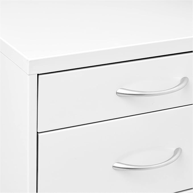 OSP Home Furnishings HPB Heavy Duty 3-Drawer Metal File Cabinet for Standard Files and Office Supplies, White Finish - LeafyLoom