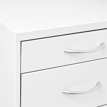 OSP Home Furnishings HPB Heavy Duty 3-Drawer Metal File Cabinet for Standard Files and Office Supplies, White Finish - LeafyLoom