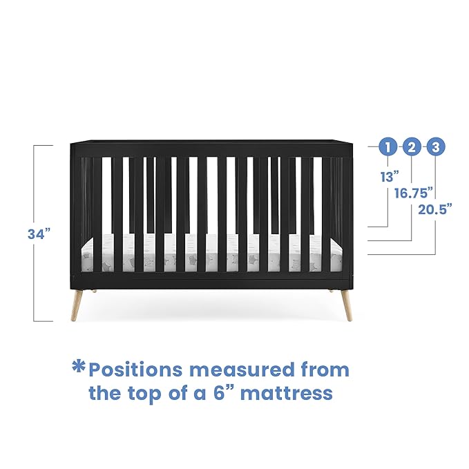 Delta Children Essex 4-in-1 Convertible Baby Crib, Ebony with Natural Legs - LeafyLoom