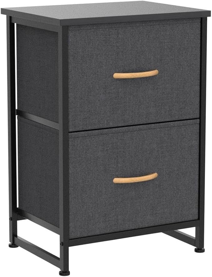 Nicehill Nightstand Set of 2, Nightstands for Bedroom with Drawers, Small Dresser with Drawers, Bedside Table Bedside Furniture, Night Stand End Table with Storage Drawers for Bedroom, Dark Grey - LeafyLoom