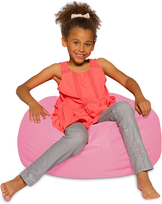 Posh Creations Bean Bag Chair for Kids, Teens, and Adults Includes Removable and Machine Washable Cover, Solid Pink, 27in - Medium - LeafyLoom