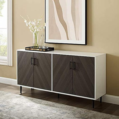 Walker Edison Fehr Modern 4 Door Bookmatch Buffet, 58 Inch, Ash Brown - LeafyLoom