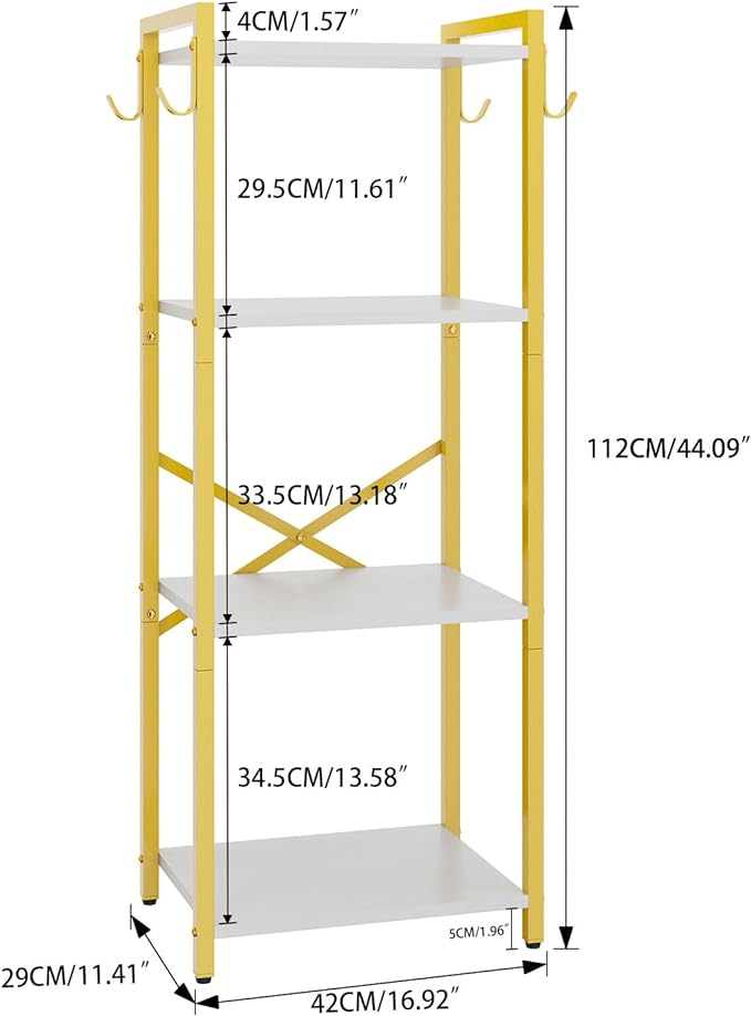 YMYNY Bookcase, 4-Tier Narrow Ladder Bookshelf, Freestanding Shelving Unit, Multifunctional Storage Rack, for Home Office Living Room Bedroom Kitchen, Plant Stand, White, 44 * 16.9 * 11.4" HBC004W - LeafyLoom