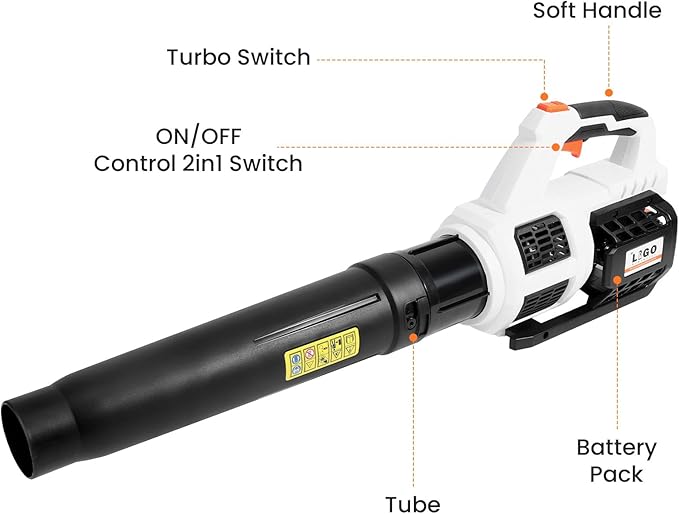 20V Cordless Brushless Leaf Blower for Lawn Care, 580-CFM 160-MPH 4.0Ah Battery Powered with Variable Speed, Handheld, Including Battery&Fast Charger. - LeafyLoom