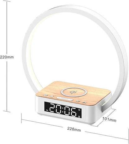 Desk Lamp with Alarm Clock Qi Wireless Charger, Touch Lamp for Bedroom 3 Light Hues, Bedside Lamp 10W Max Wireless Charging Table Lamp LED Eye-Caring Reading Nightstand Light for Living Room - LeafyLoom