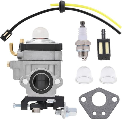 WYK-74 Carburetor for Husqvarna 145BT Kawasaki TE45DX Blower Walbro WYK-74-1 with Fuel Filter Spark Plug Fuel Line Kit - LeafyLoom