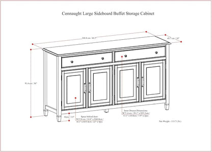 SIMPLIHOME Connaught Low Storage Cabinet, 67 inch, Dark Chestnut Brown - LeafyLoom