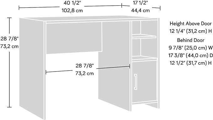 Sauder Beginnings Desk, L: 40.39" x W: 17.48" x H: 28.82", Summer Oak Finish - LeafyLoom