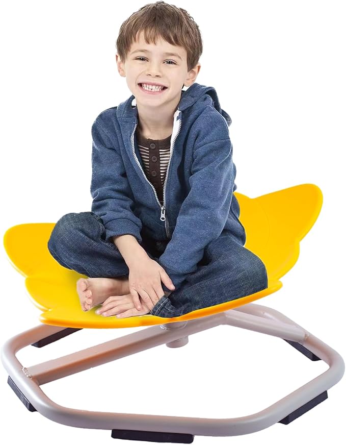 Autism Kids Swivel Chair, Spinning Chair for Kids Sensory, Kids Swivel Chair Sensory, Sensory Toy Chair, Carousel Spin Sensory Chair, Training Body Coordination (Yellow) - LeafyLoom