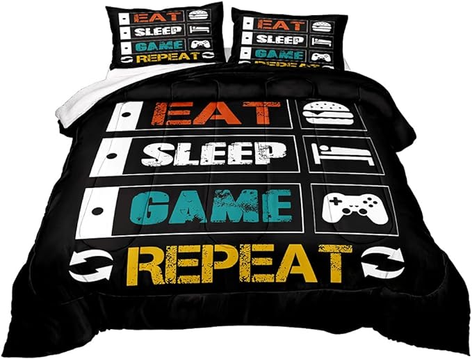 Gaming Comforter for Boys Teen,Game Contoller Bedding Set for Boys Kids,Down Alternative Comforter for All Season,Gamer Home Decor for Boys Comforter Set (Comforter-Game33, Full) - LeafyLoom