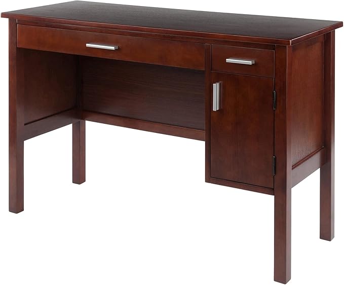 Winsome Wood Emmett Writing Desk, Walnut - LeafyLoom