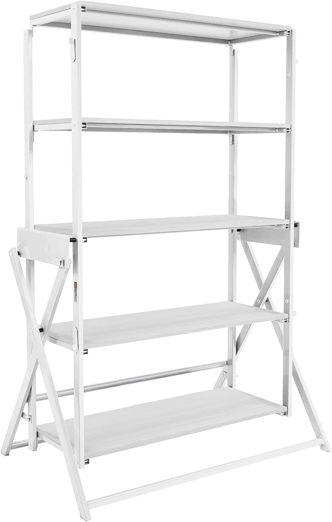 Origami Modern 2 in 1 Shelf to Table Style, Organizer Deco Rack Magically Turn to a Table/Desk in a Second,Fully Assembled,White/White US Patent Pending (STT-WHIWHI) - LeafyLoom