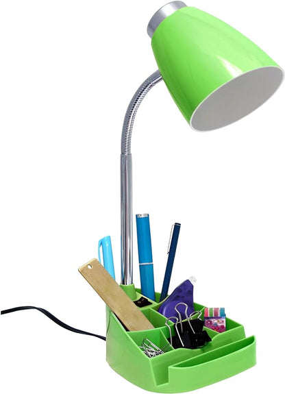 Simple Designs LD1002-GRN Gooseneck Organizer Desk Lamp with iPad Tablet Stand Book Holder, Green - LeafyLoom