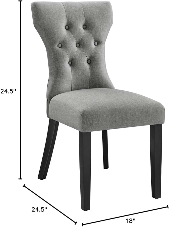 Modway Silhouette Modern Tufted Upholstered Fabric Parsons Kitchen Room, One Dining Chair, Light Gray - LeafyLoom