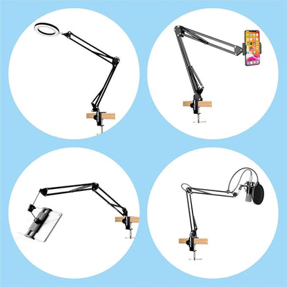 Desk lamp Clamp: 2PACK 1/2 Enlarge Hole Replacement C Clamp Desk Light,Magnifying Glass w/ Light,Table Mic Stand,Mic Arm Desk Mount, Phone Holder,for Office Work Task (M Black) (C CLAMP SMALL) - LeafyLoom